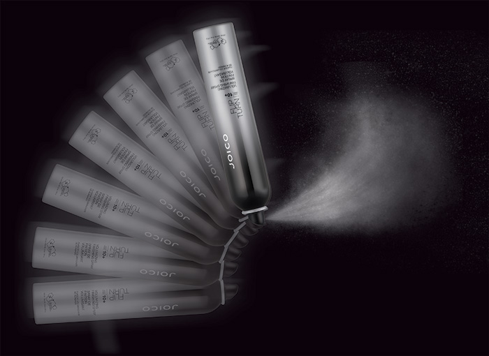 flip turn hairspray spraying