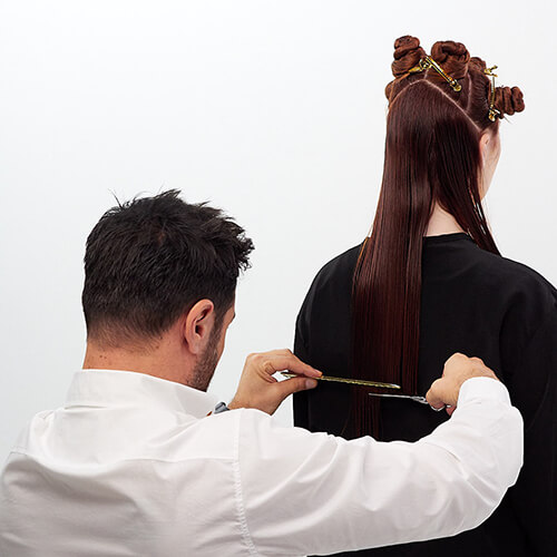 Model with short blonde bob