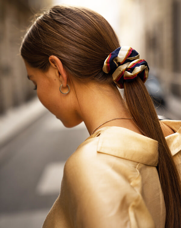 Womens hair in scrunchie