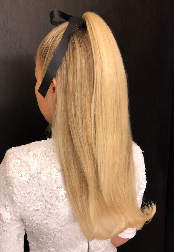 High ponytail with bow