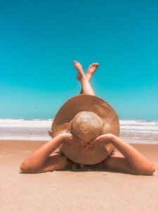 model on beach
