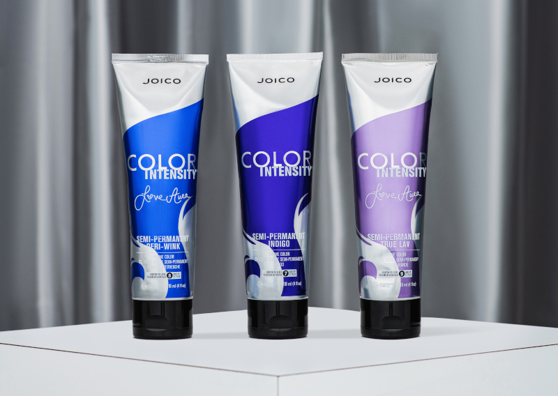 color intensity tubes, peri-wink, indigo, and true lav