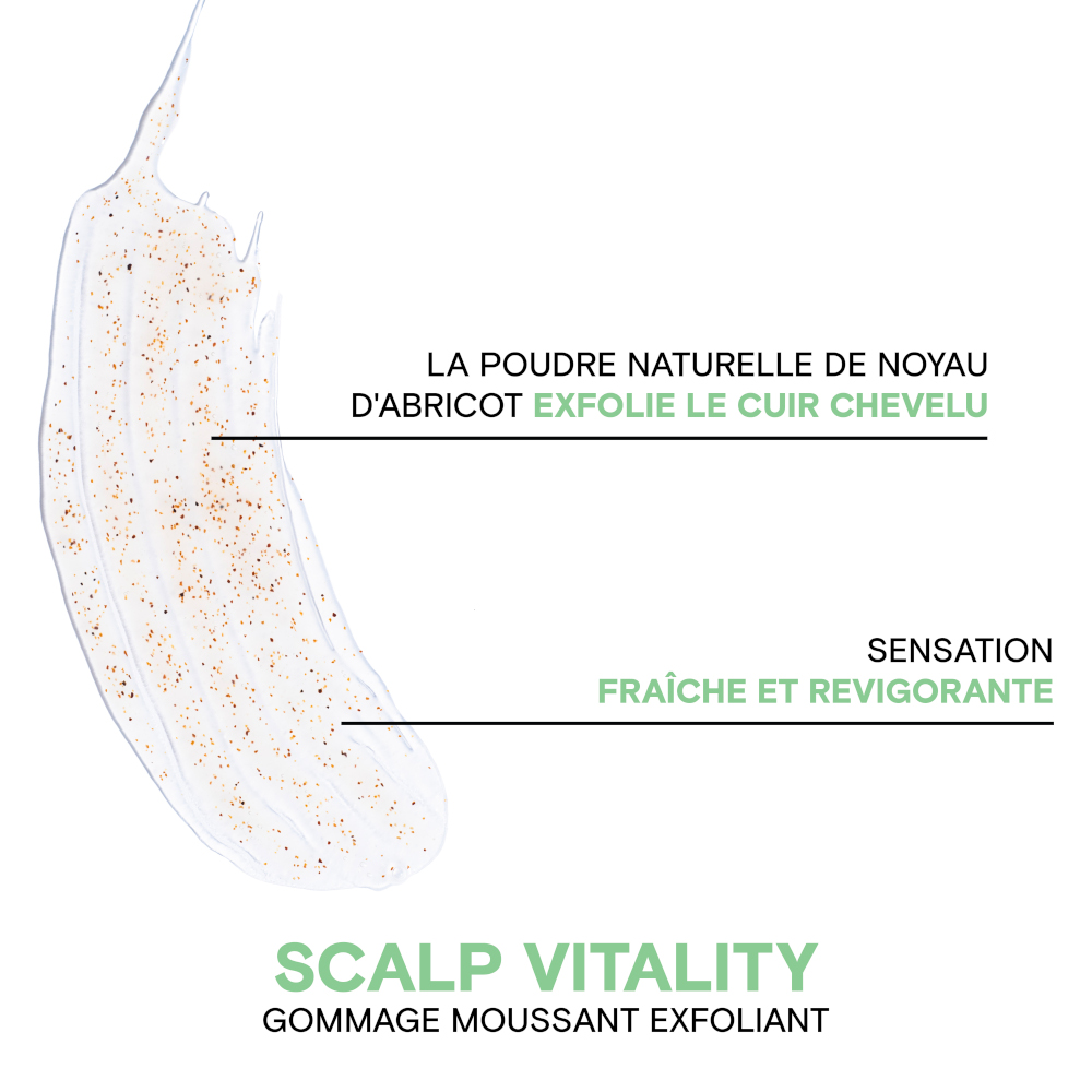 scalp vitality scrub natural apricot seed powder, cool refreshing sensation
