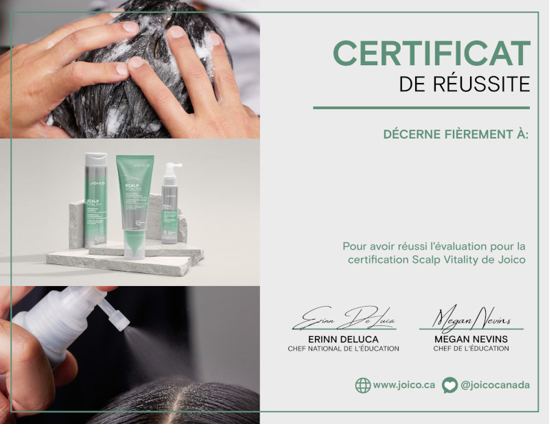 scalp vitality certificate french